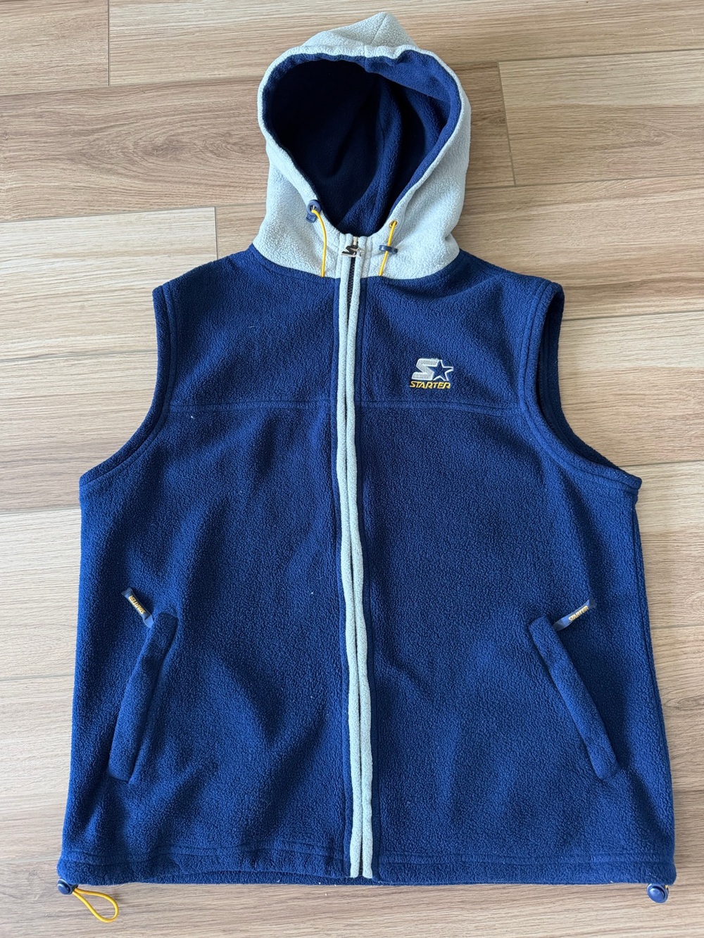 STARTER Hooded Navy Fleece Vest